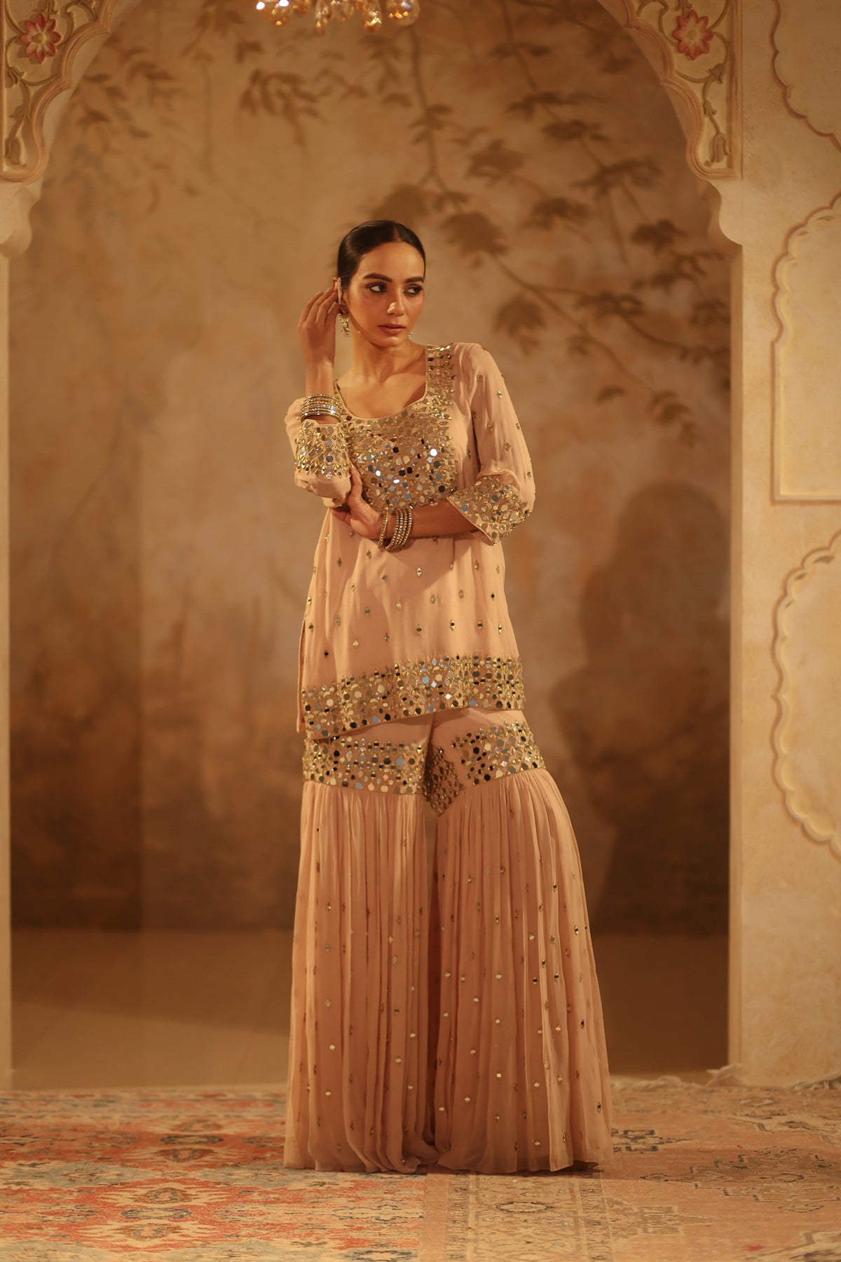 Nazakat Beige Gharara Set