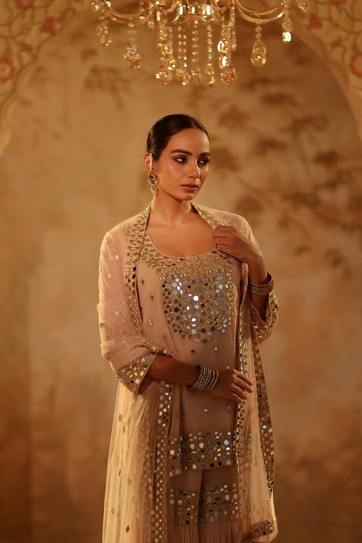 Nazakat Beige Gharara Set