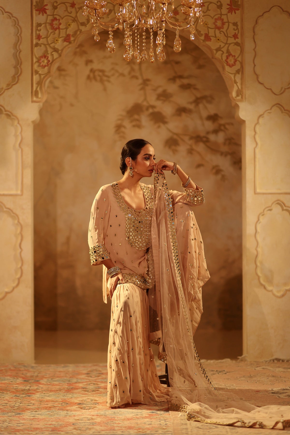 Nazakat Beige Gharara Set