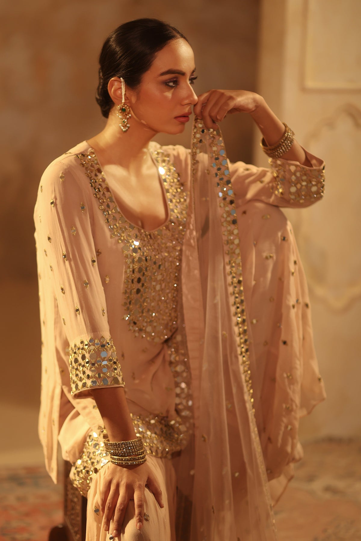 Nazakat Beige Gharara Set