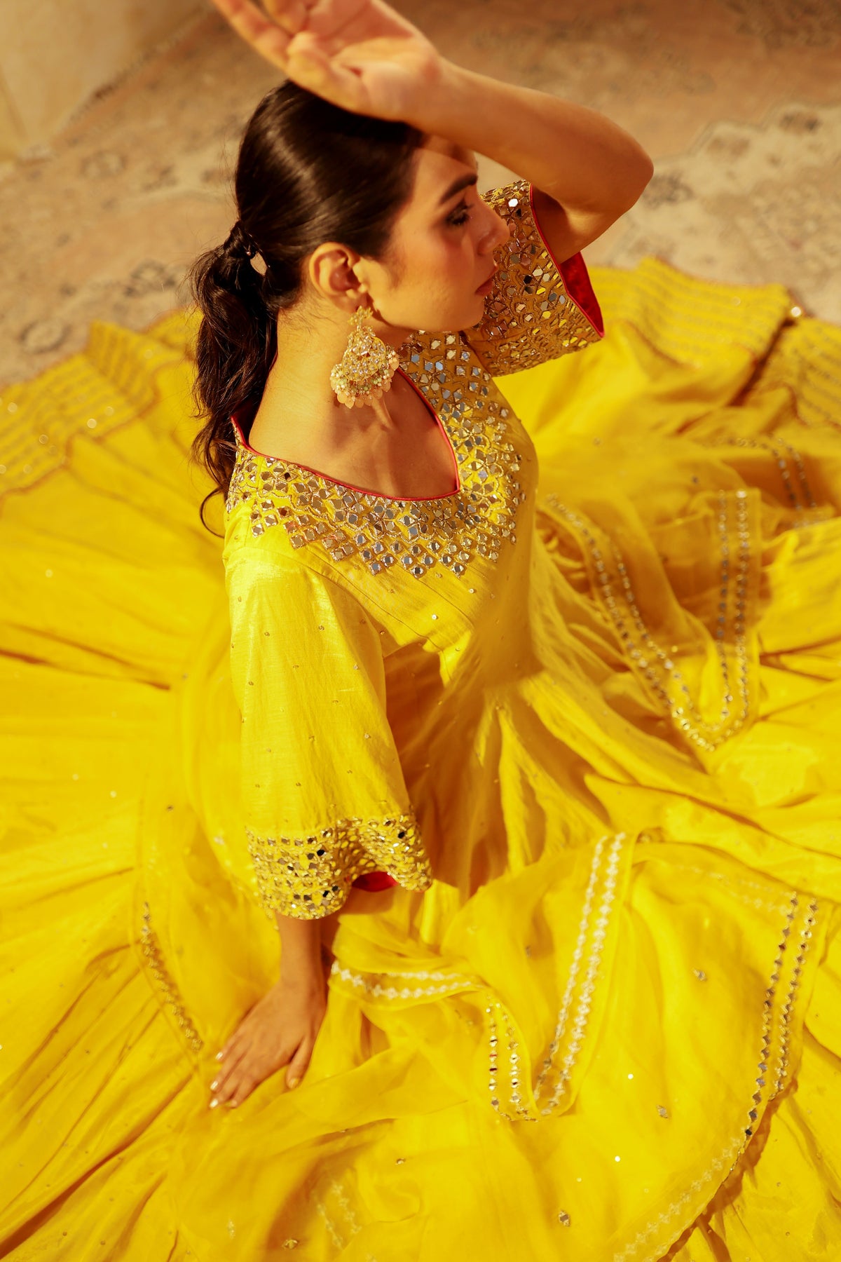 Nazakat Mustard Yellow Anarkali