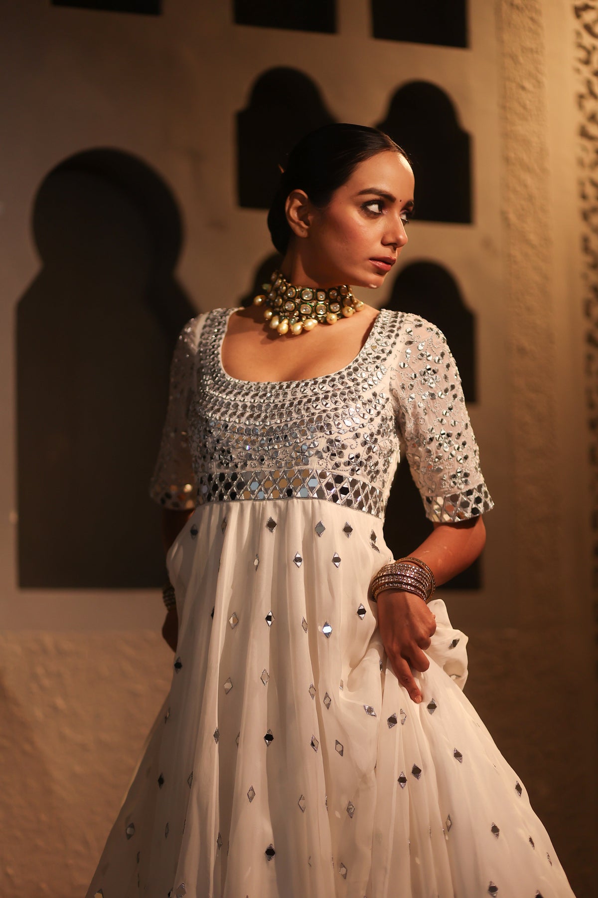 Nazakat White Anarkali