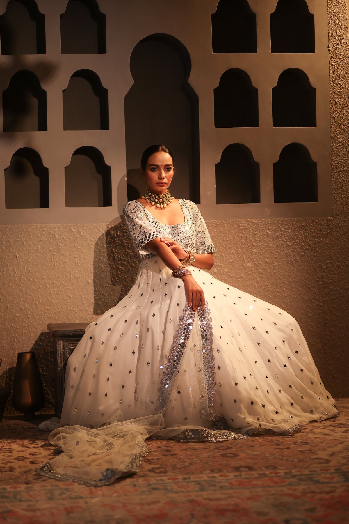 Nazakat White Anarkali