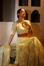Nazakat Lemon Sequins Lehenga Set