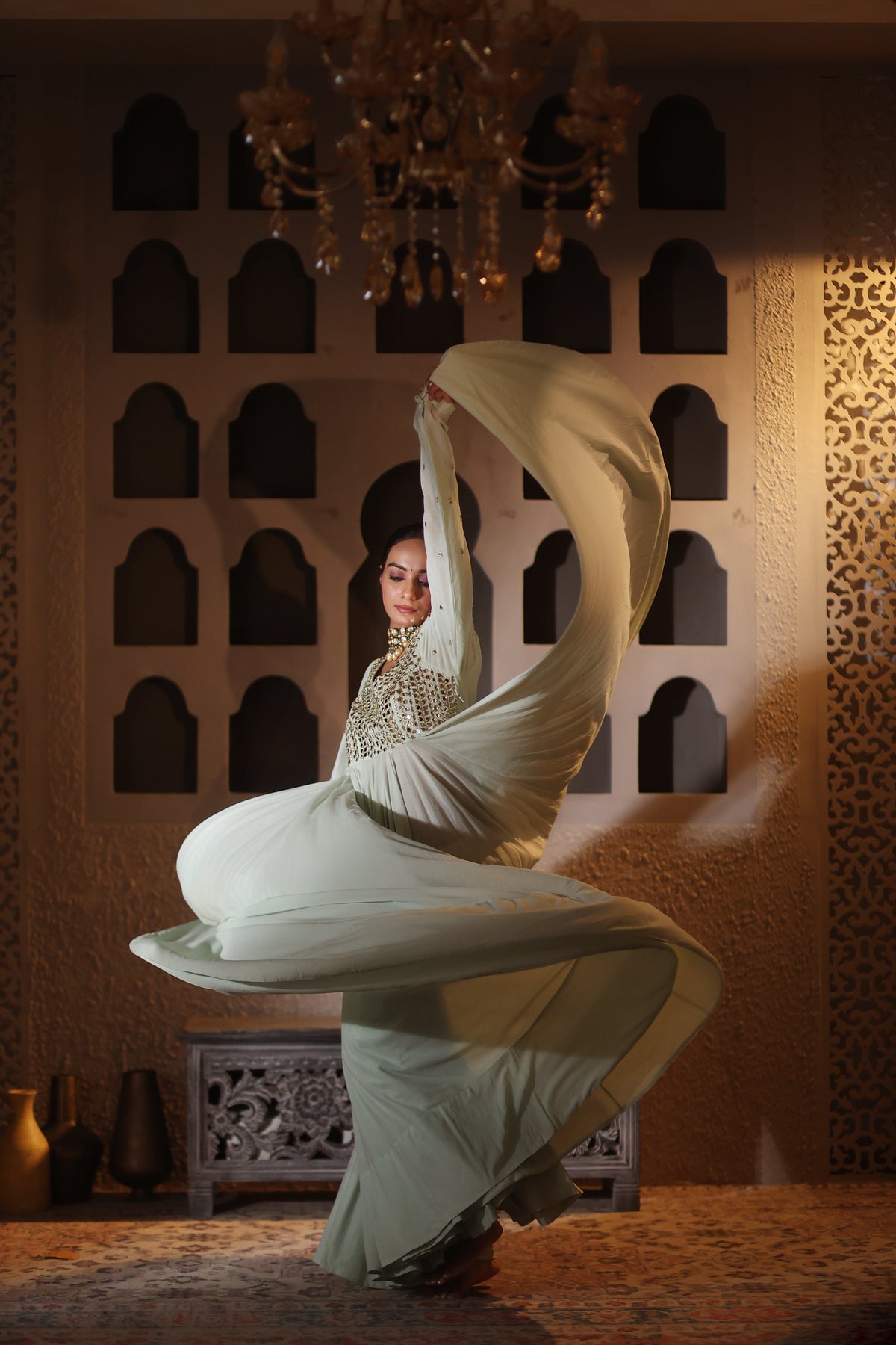 Nazakat Sage Green Anarkali