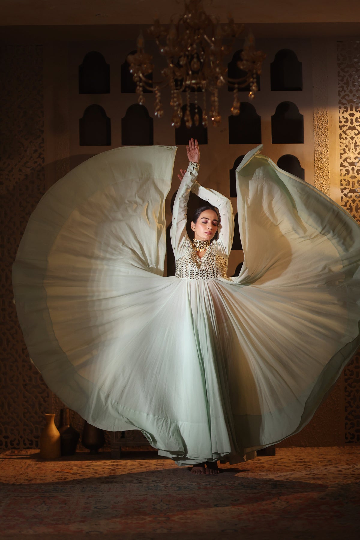 Nazakat Sage Green Anarkali