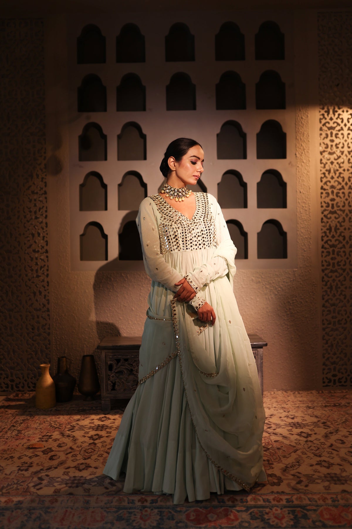 Nazakat Sage Green Anarkali