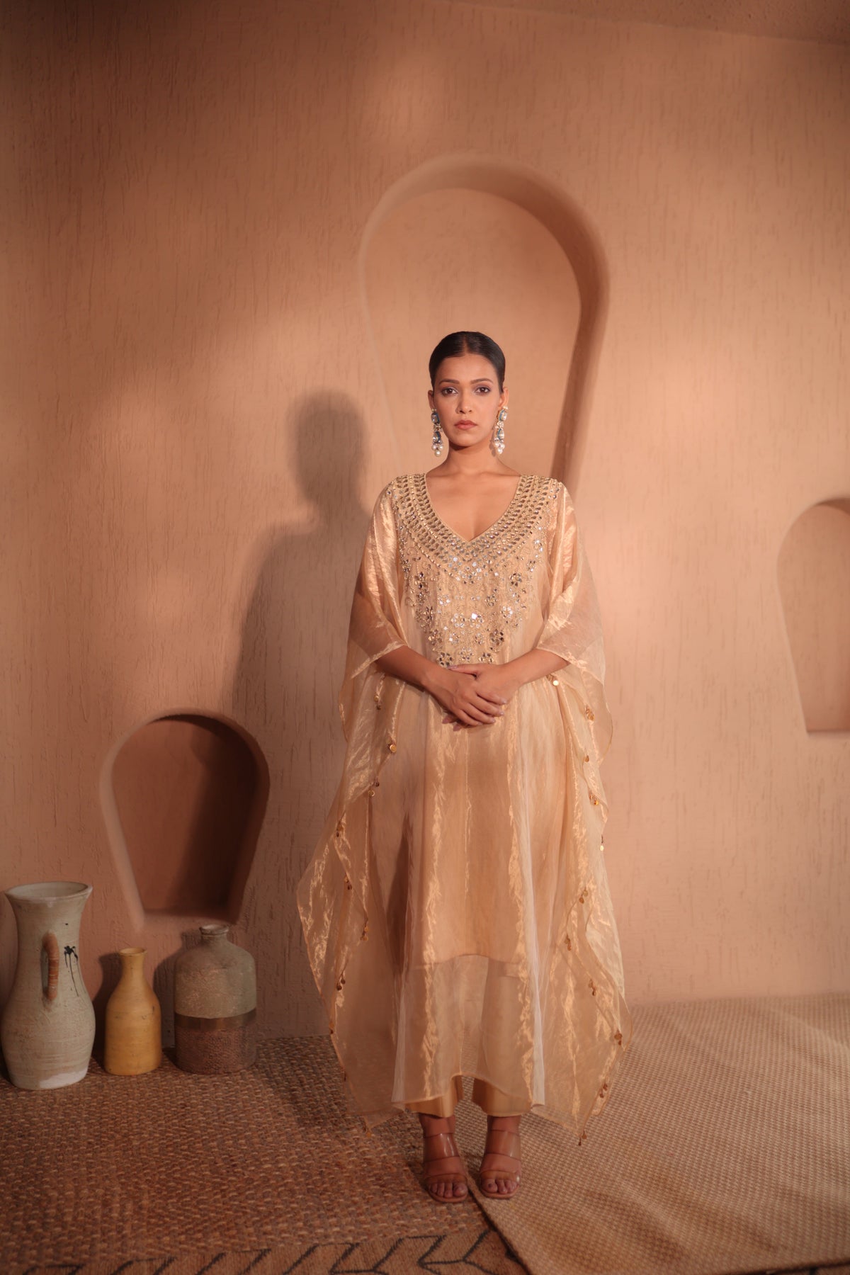 Sona Mirror Gold Kaftan Set