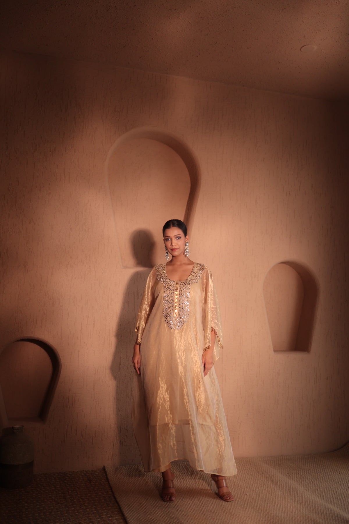 Sona Mirror Gold Kurta Kaftan Set