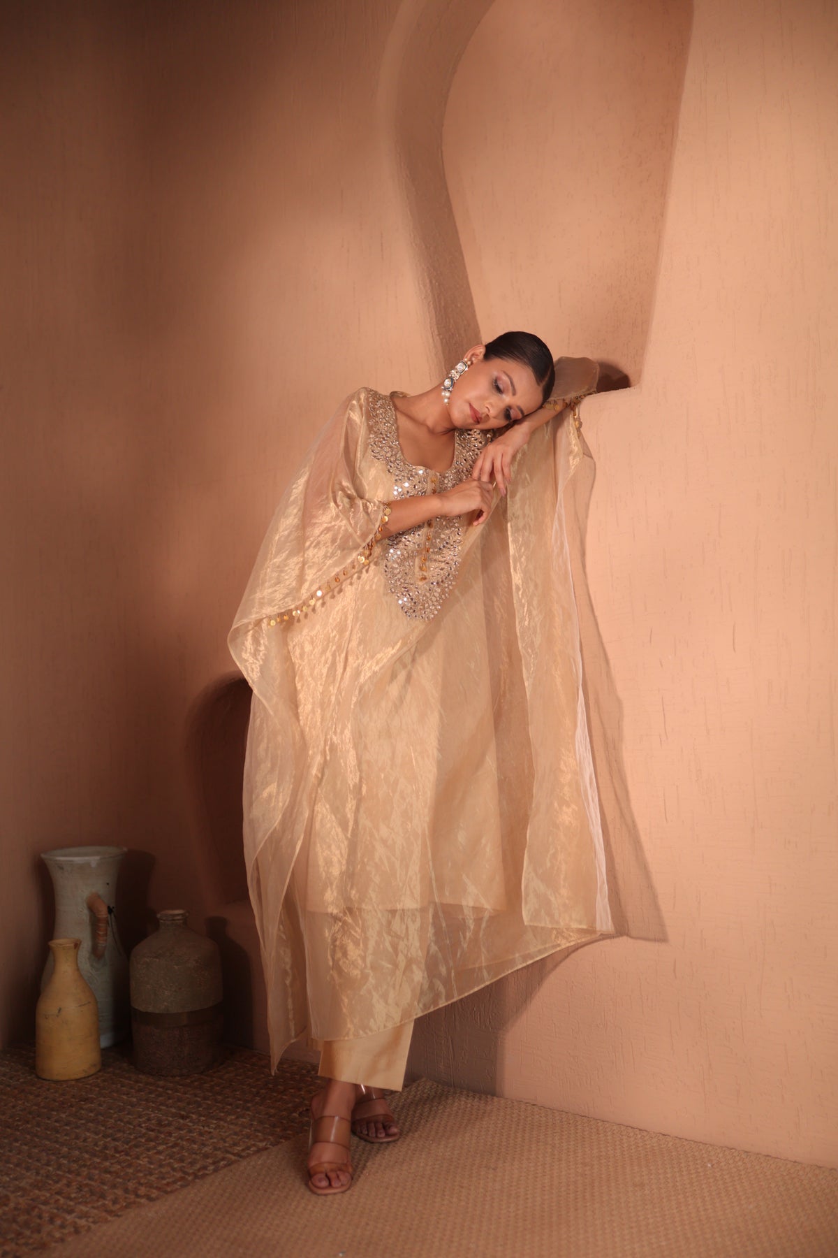 Sona Mirror Gold Kurta Kaftan Set