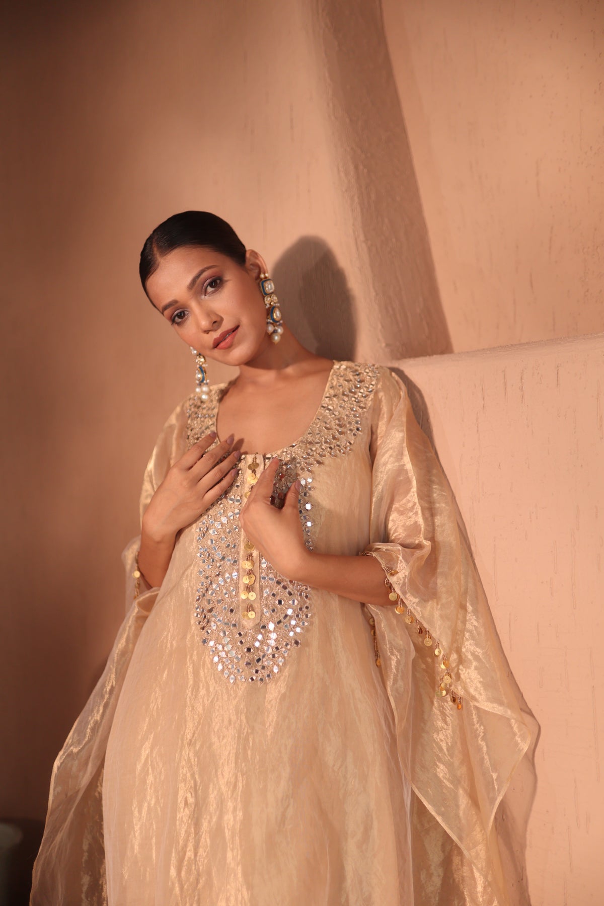 Sona Mirror Gold Kurta Kaftan Set