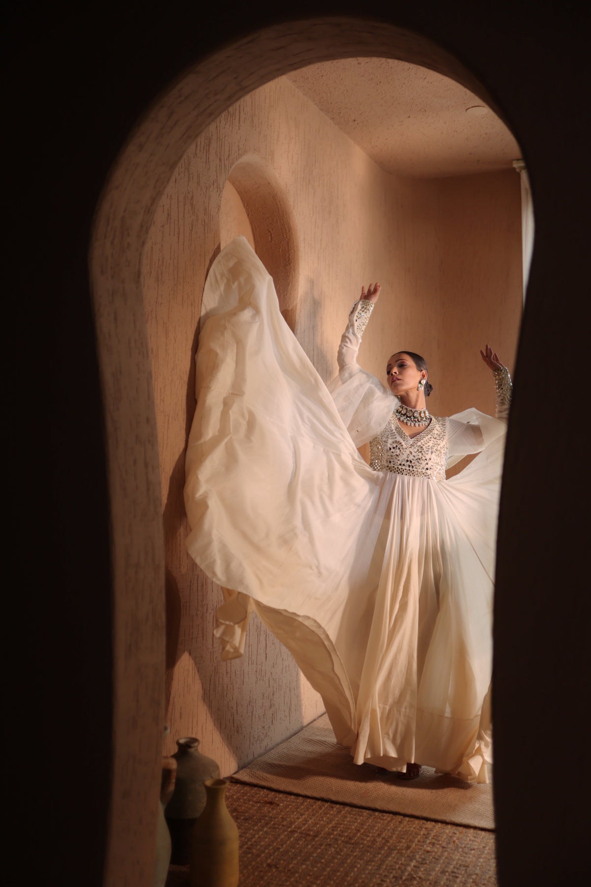 Nazakat Off White Anarkali