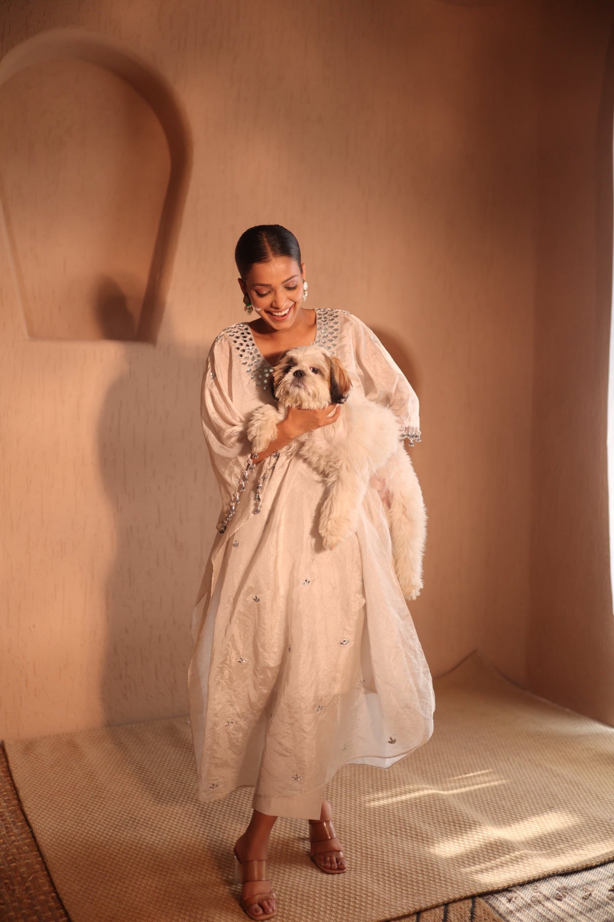 Sona Mirror Silver Kaftan Set