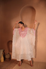 Sona Mirror Silver And Pink Kaftan Set