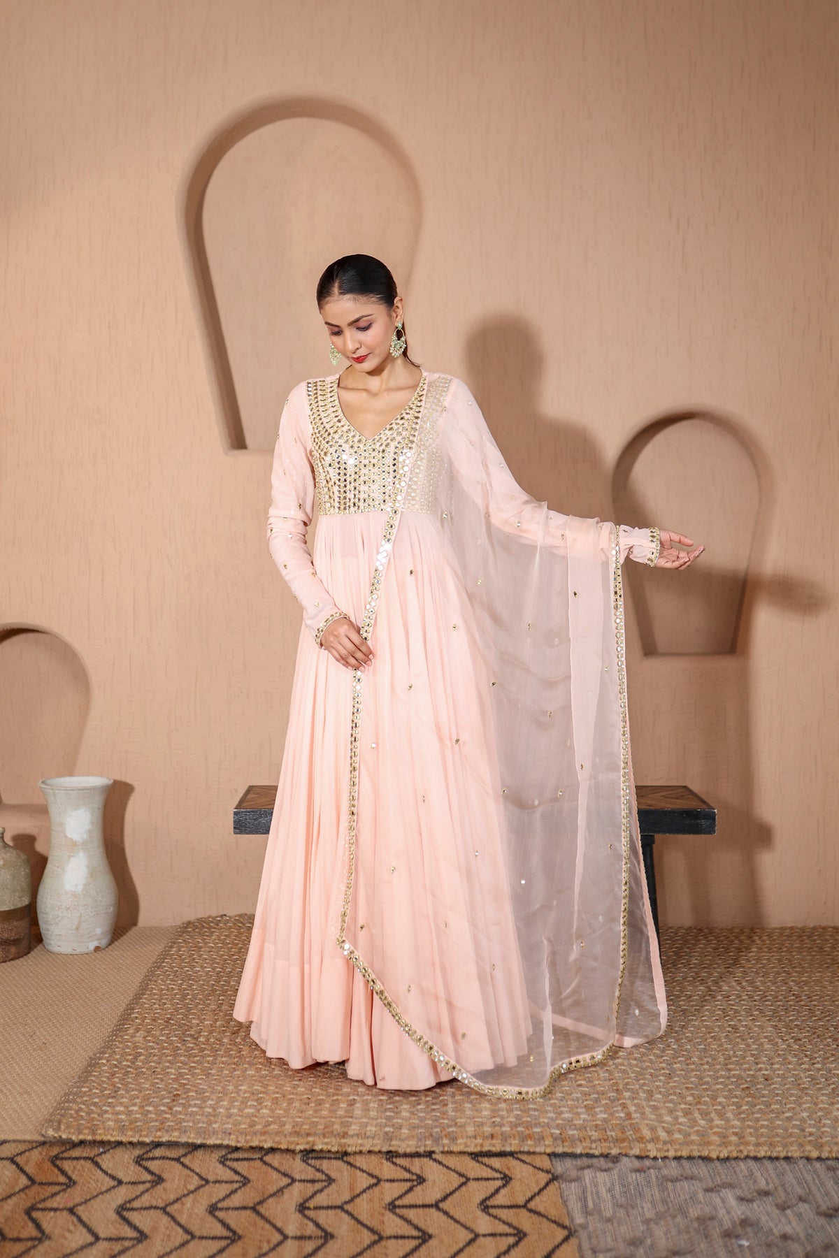 Nazakat Peach Anarkali