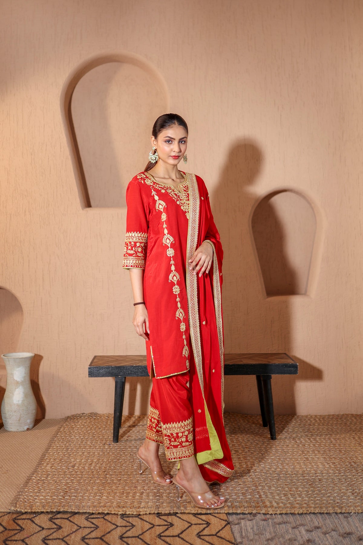 Sona Red Dori Kurta Set