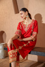 Sona Red Dori Kurta Set