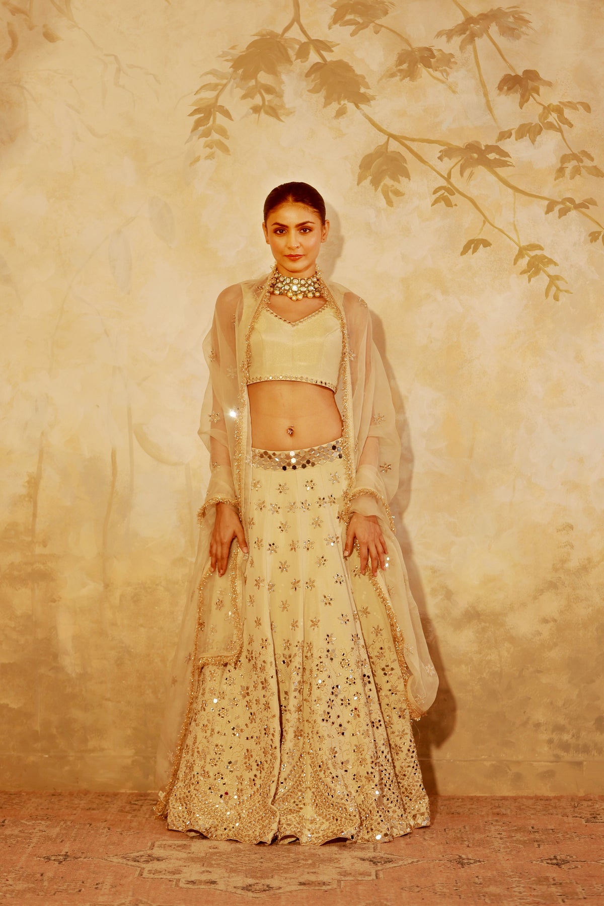 Nazakat Gold Mirror Work Lehenga Set