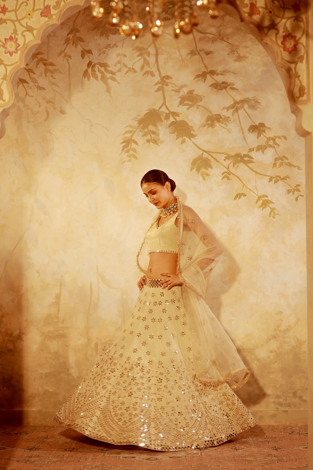 Nazakat Gold Mirror Work Lehenga Set