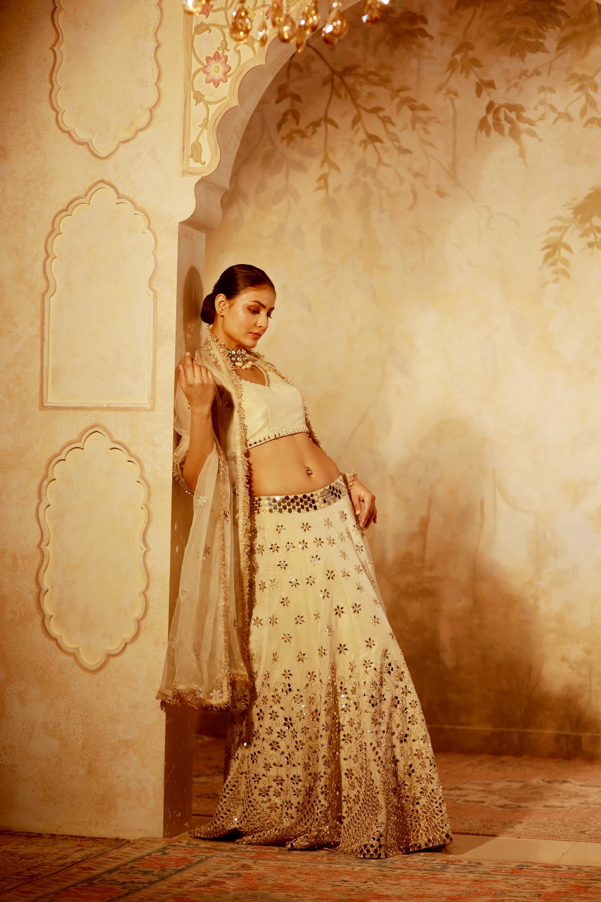 Nazakat Gold Mirror Work Lehenga Set