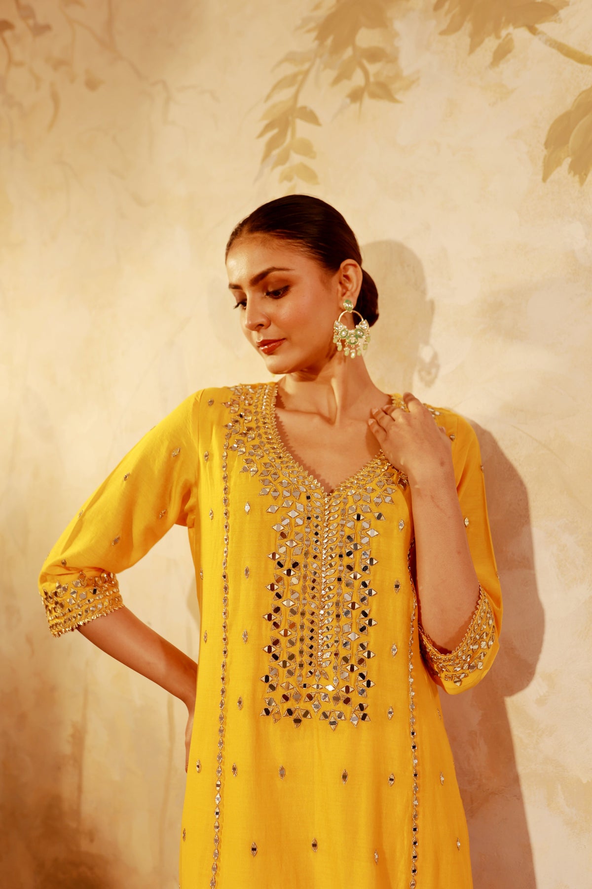 Nazakat Mango Mirror Work Suit