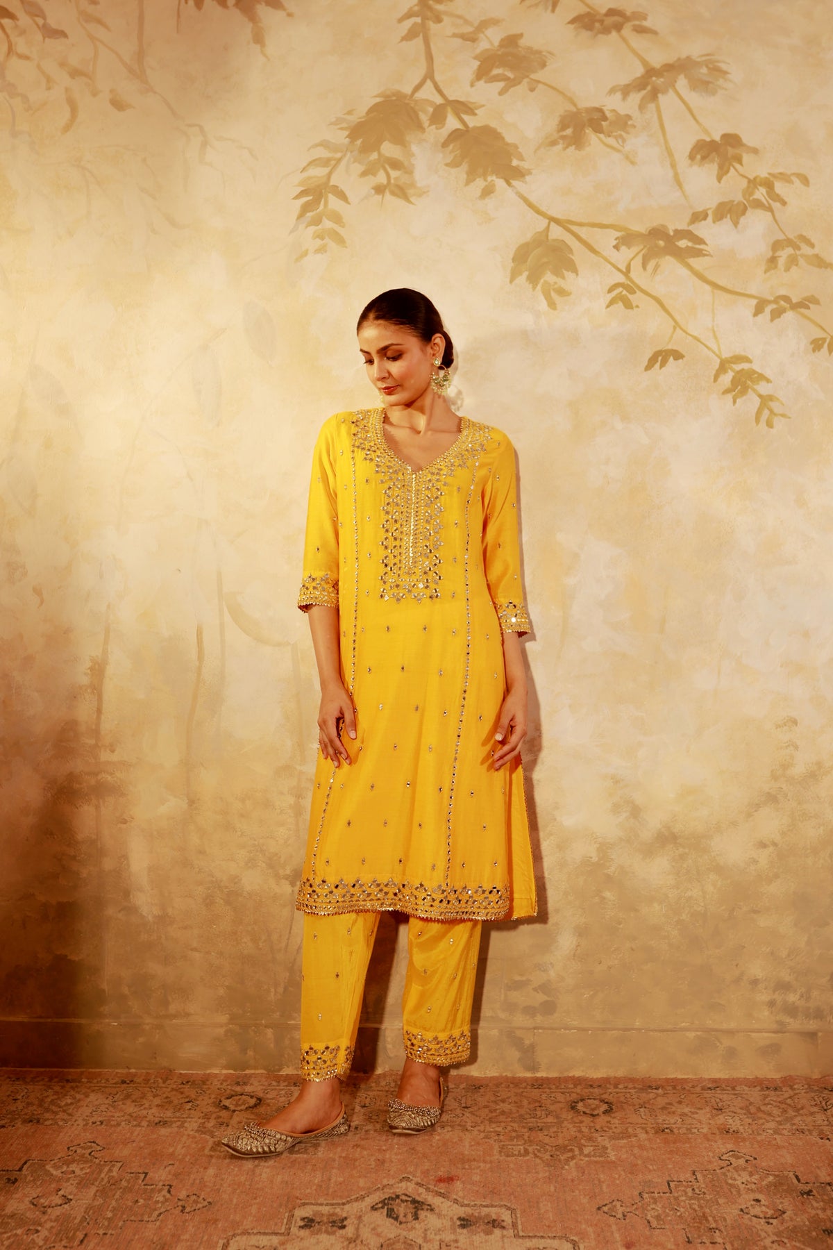 Nazakat Mango Mirror Work Suit