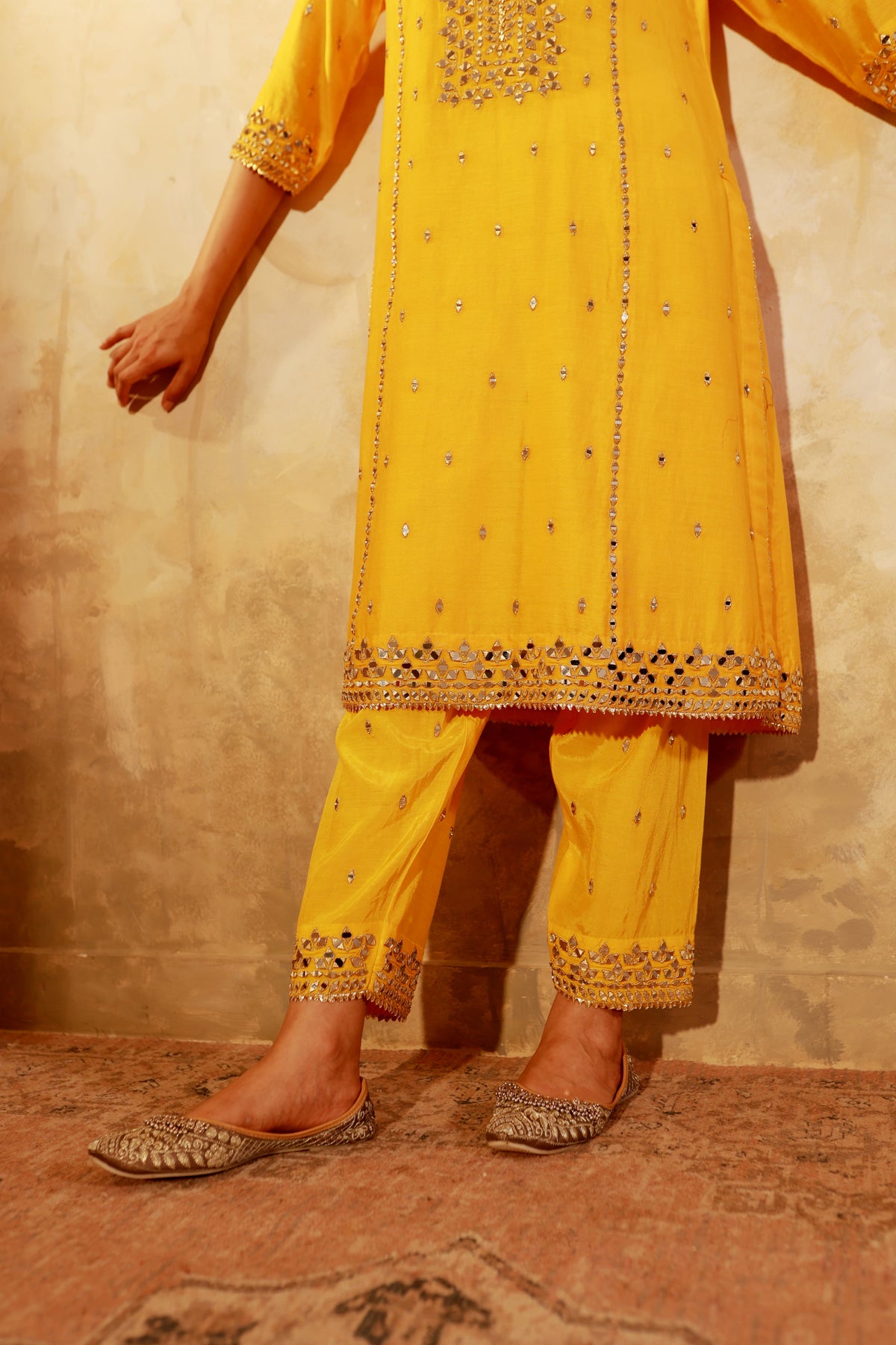 Nazakat Mango Mirror Work Suit