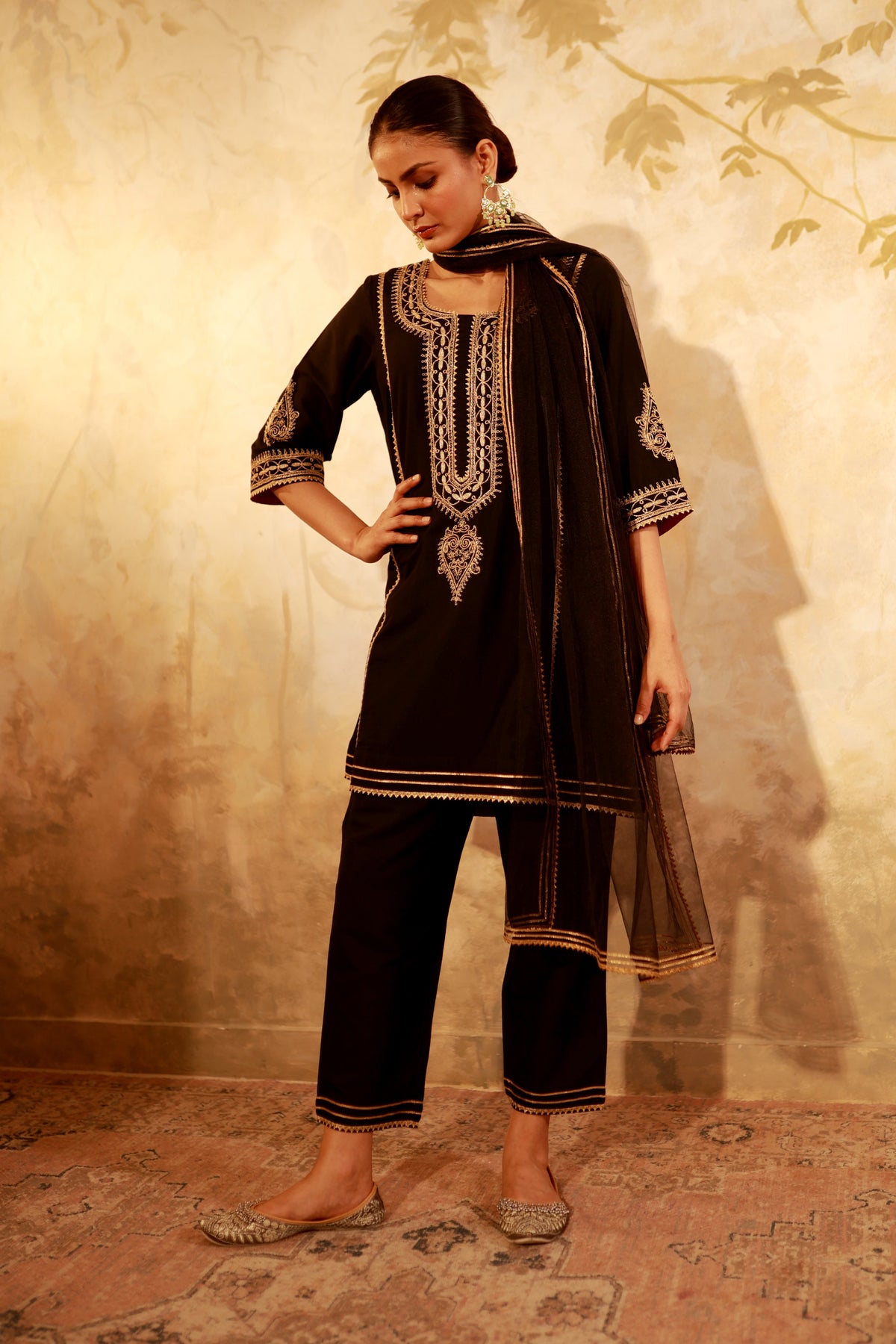 Ruh Black Dori Kurta Set