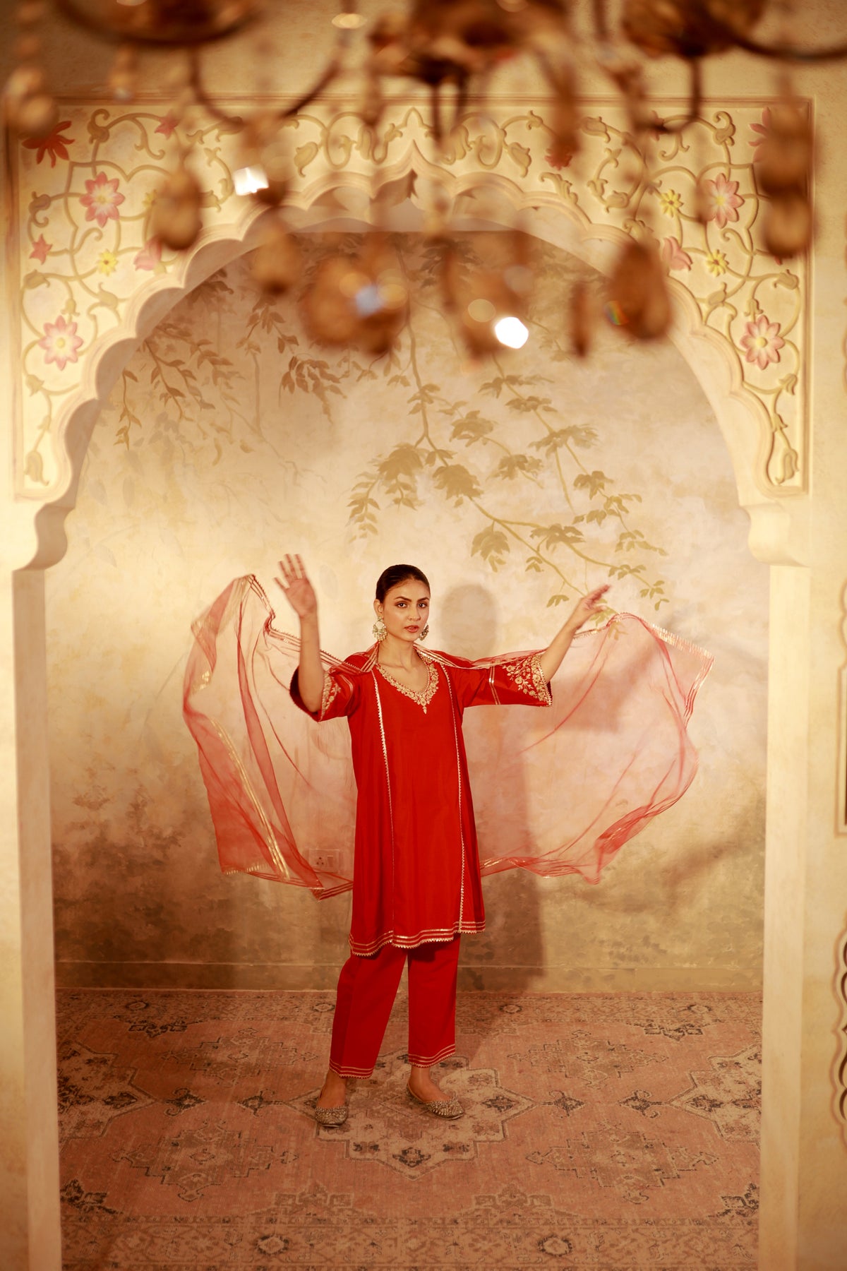 Ruh Red Dori Kurta Set