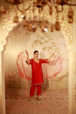 Ruh Red Dori Kurta Set