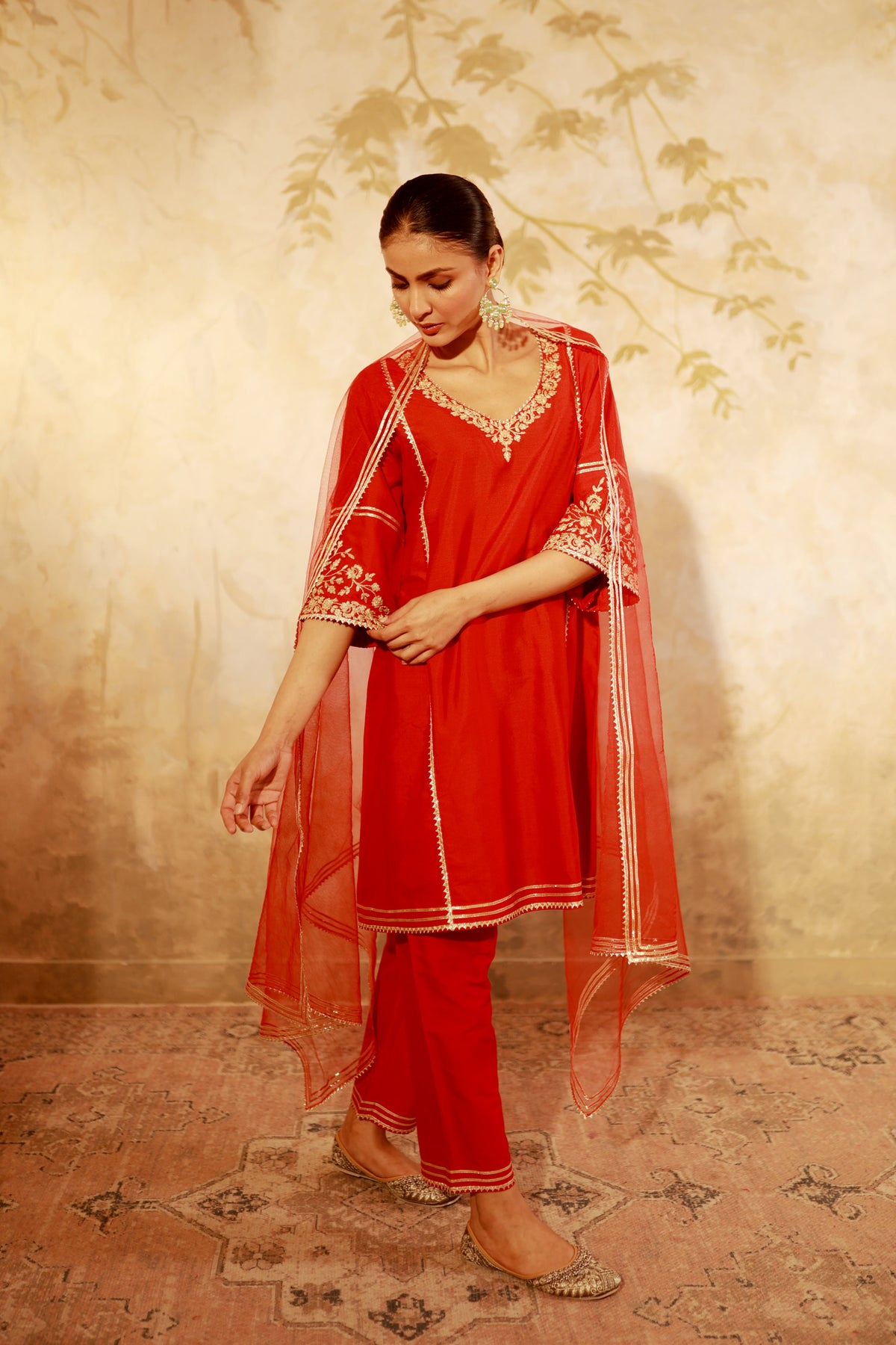 Ruh Red Dori Kurta Set