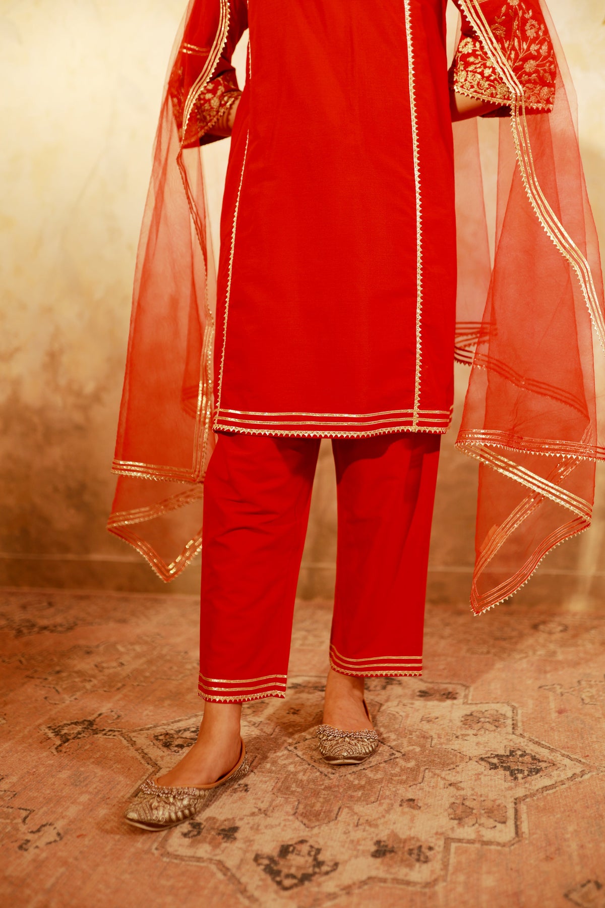 Ruh Red Dori Kurta Set