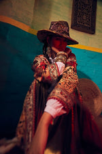 Vintage flore printed long jacket