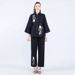 NAVY FLOWER EMBROIDERY CO-ORD SET