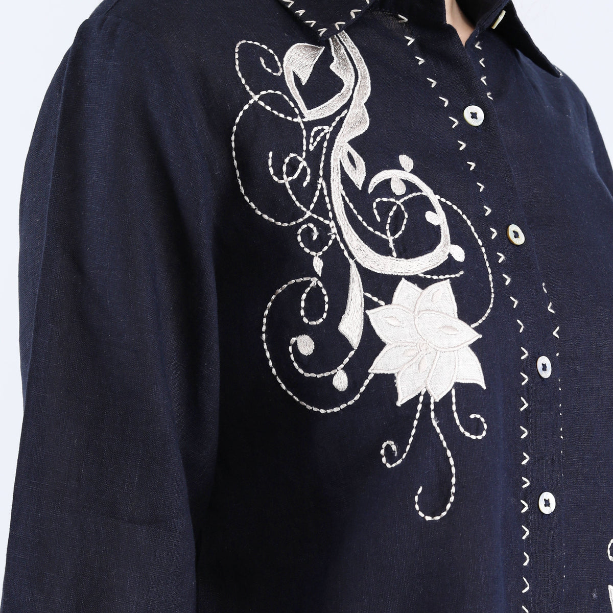 NAVY FLOWER EMBROIDERY CO-ORD SET