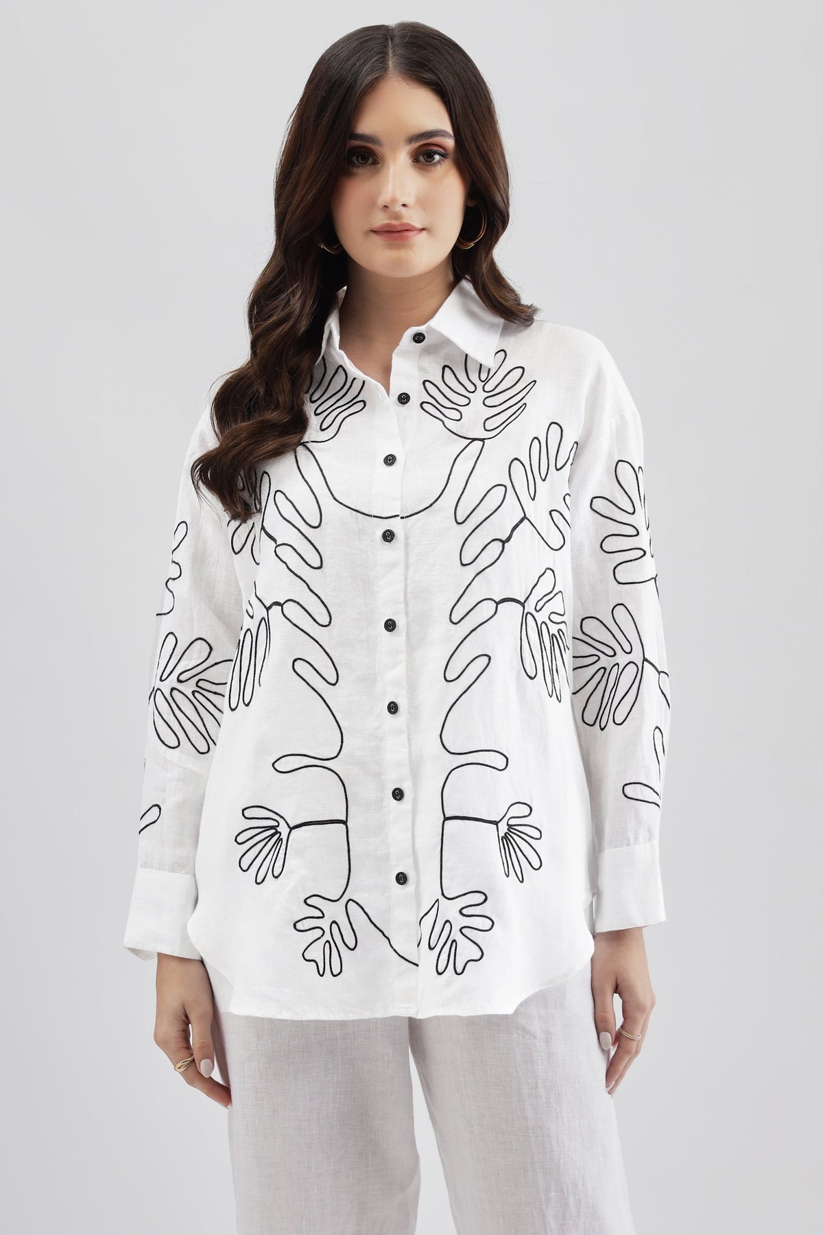 White Shirt with Abstract Pattern