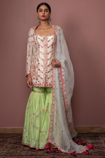 Ivory Full Sleeve Kurta With Green Gharara