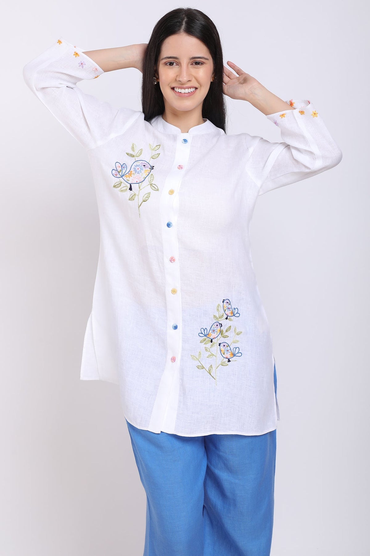 White Hand Embroidered Shirt