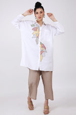White Embroidered Lounge Shirt