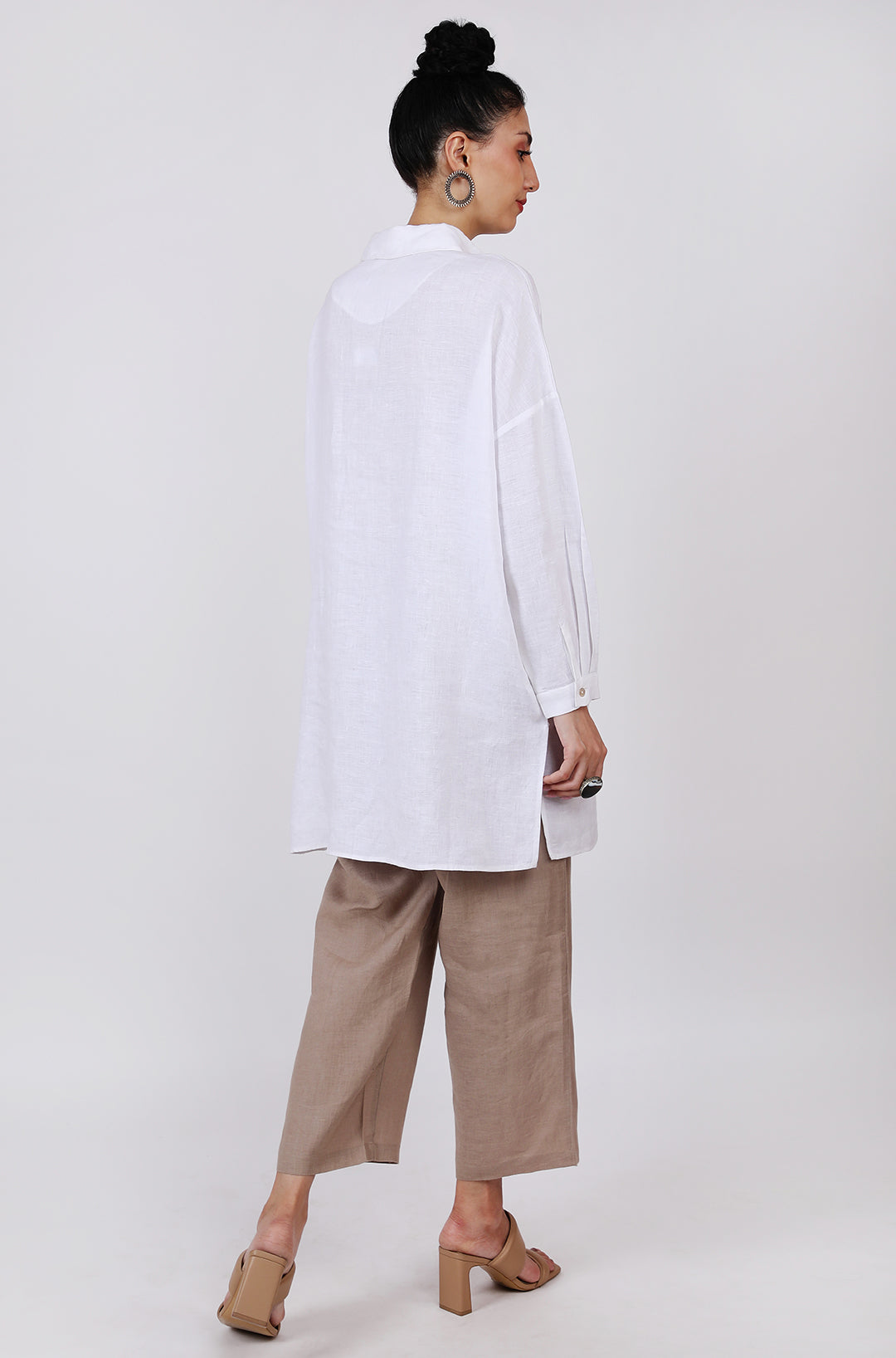 White Embroidered Lounge Shirt