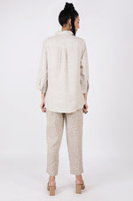 Beige Giraffe Embroidered Lounge Shirt