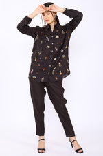 Choco Embroidered Lounge Shirt
