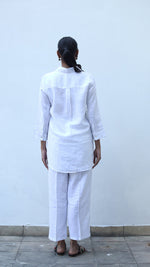 White Embroidered Lounge Shirt- 231001
