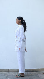 White Embroidered Lounge Shirt- 231003