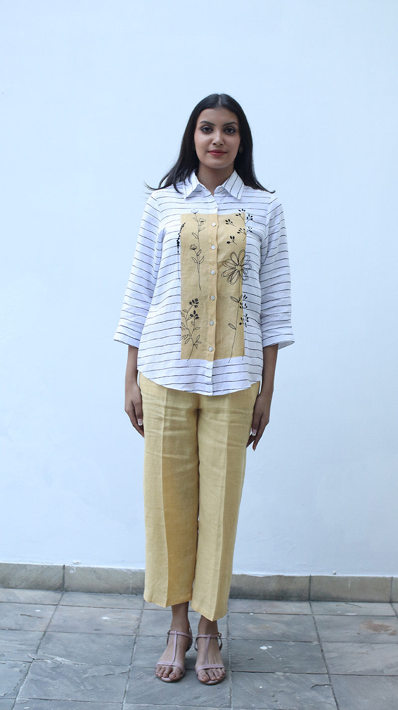 White Digital Printed Lounge Shirt