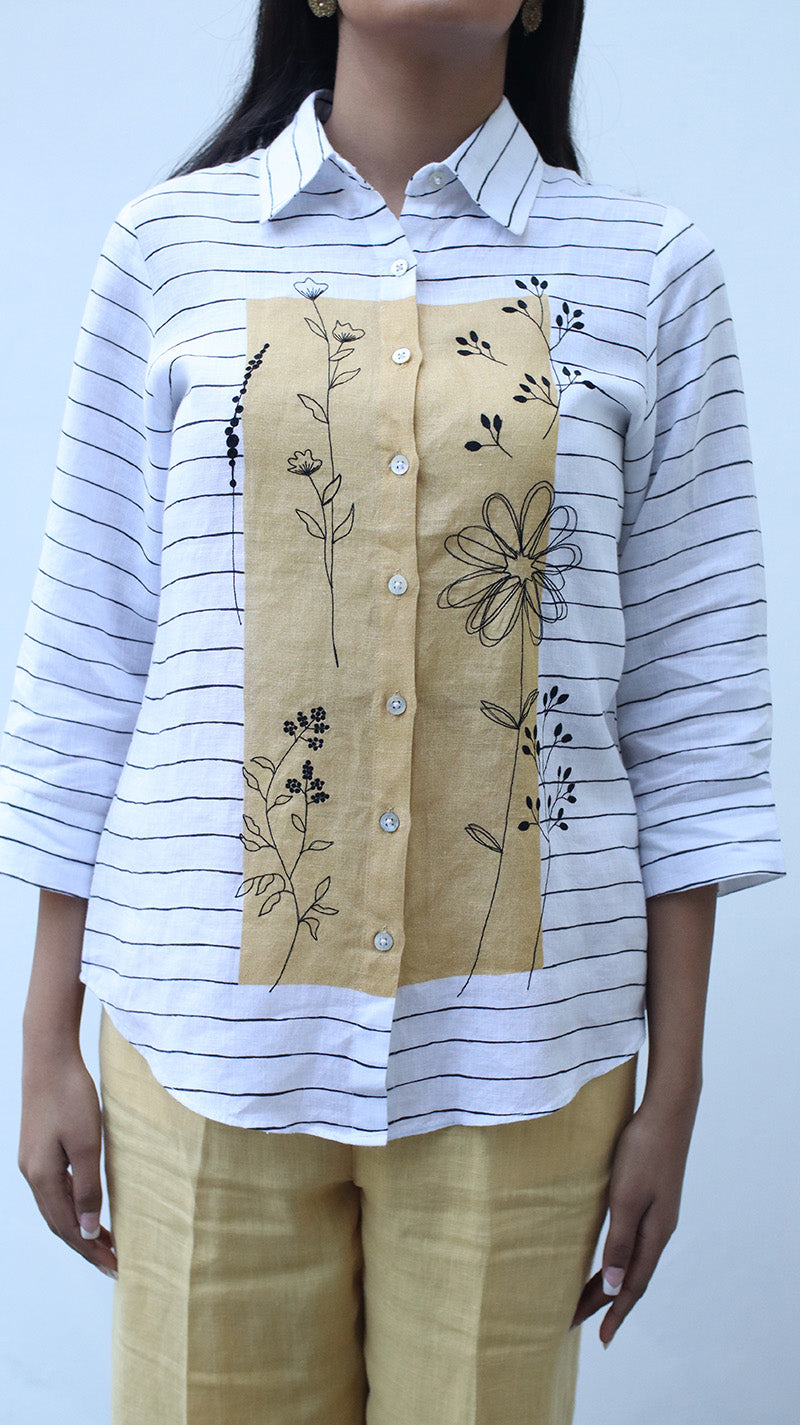 White Digital Printed Lounge Shirt
