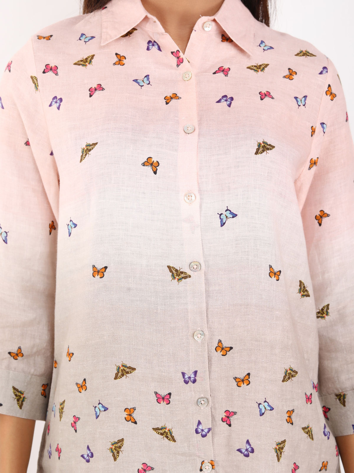Khakhi Butterfly Embroidered Shirt