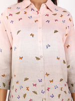 Khakhi Butterfly Embroidered Shirt