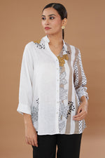 White Pure Linen Embroidered Shirt