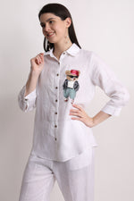 White Teddy Emb Shirt